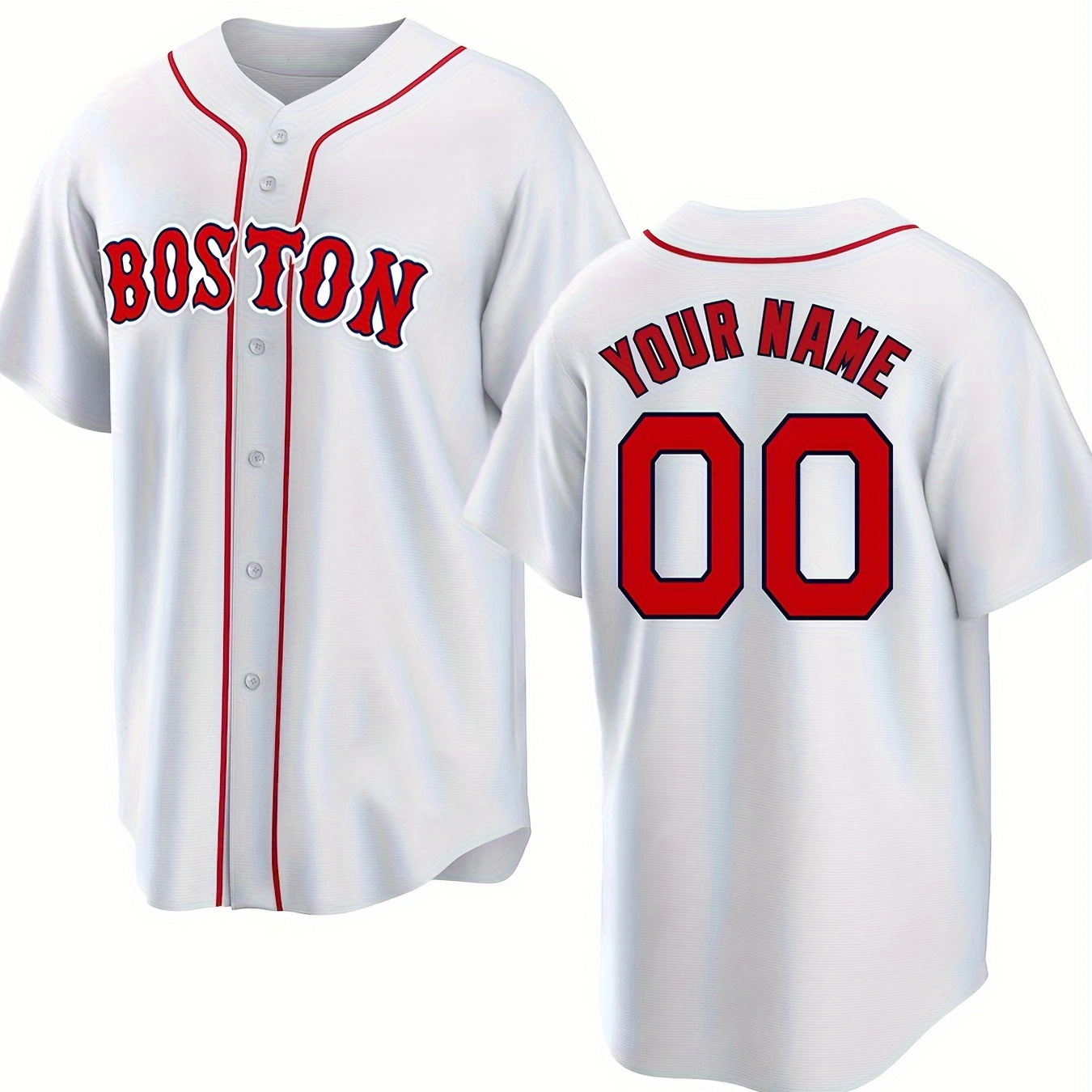 

Men's Personalized Custom Name & Numbers Graphic Print Baseball Jersey T-shirt, Competition Party Training Tees