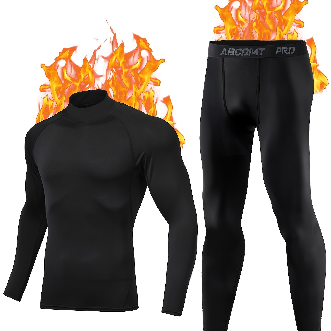 

Men's 2pcs Sportswear Set: Breathable Long Sleeve Top & High-stretch Leggings For Running, Cycling & - Machine Washable