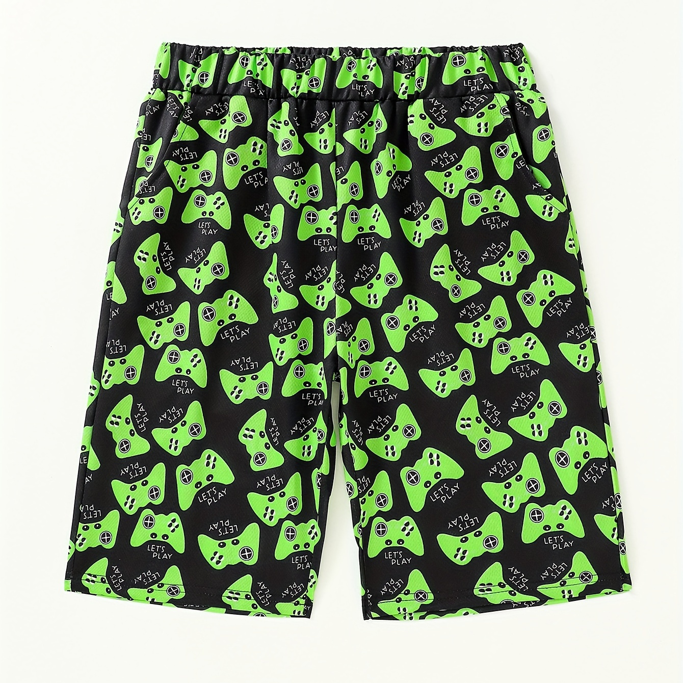 

Gamepad Full Pattern Quick Dry Swim Trunks For Boys, Elastic Waist Beach Shorts, Boys Swimwear For Summer Vacation