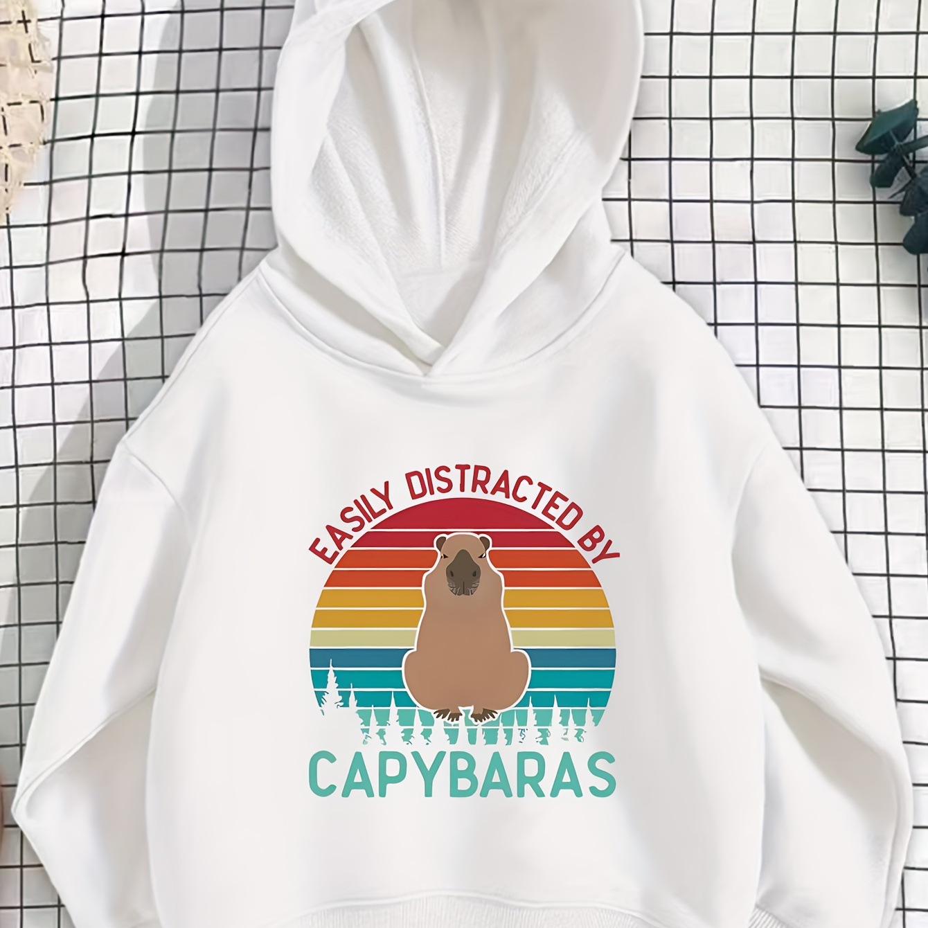 

Boys' Creative Capybara Printed Hooded Sweatshirt - Casual Fall/winter - Comfortable Fabric