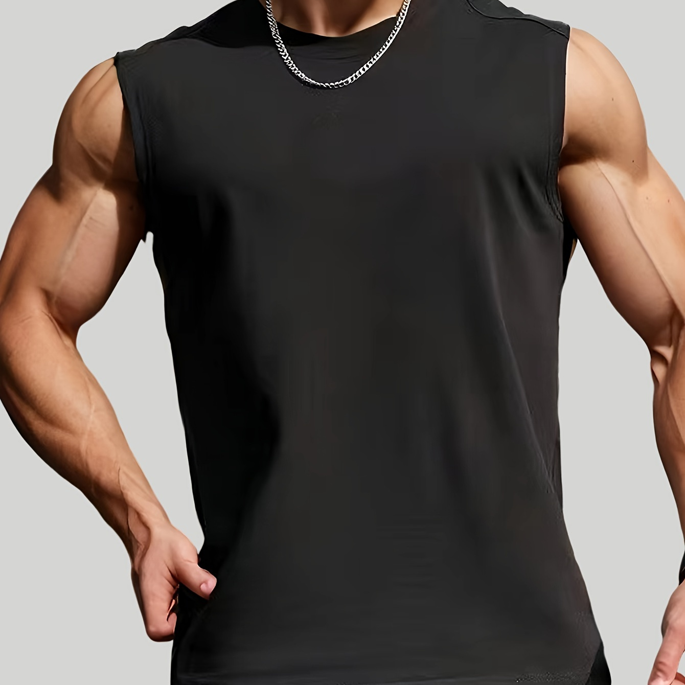 

Solid Color Men's Quick Dry Moisture-wicking Breathable Tank Tops, Athletic Gym Bodybuilding Sports Sleeveless Shirts, Men's Top For Workout Running Training Basketball Playing, Men's Clothing