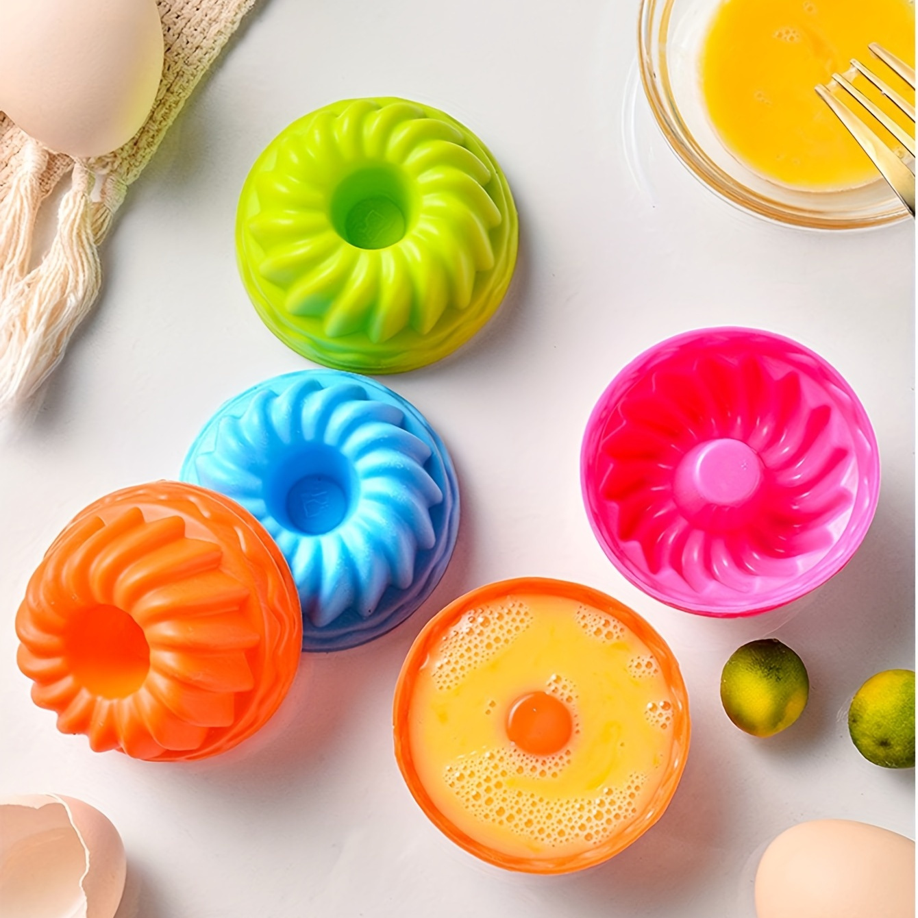 

6pcs/12pcs Set Silicone Muffin Cups, Home Baking Cake Donut Pudding Jelly Molds