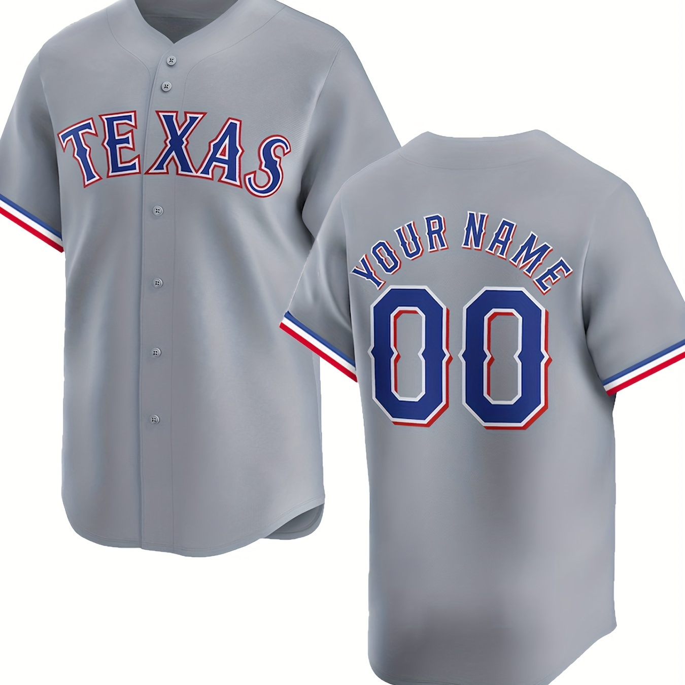 

Men's Customized Short Sleeve V-neck Baseball Jersey, Tailored To Your Preference, Comfy Top For Summer Sport