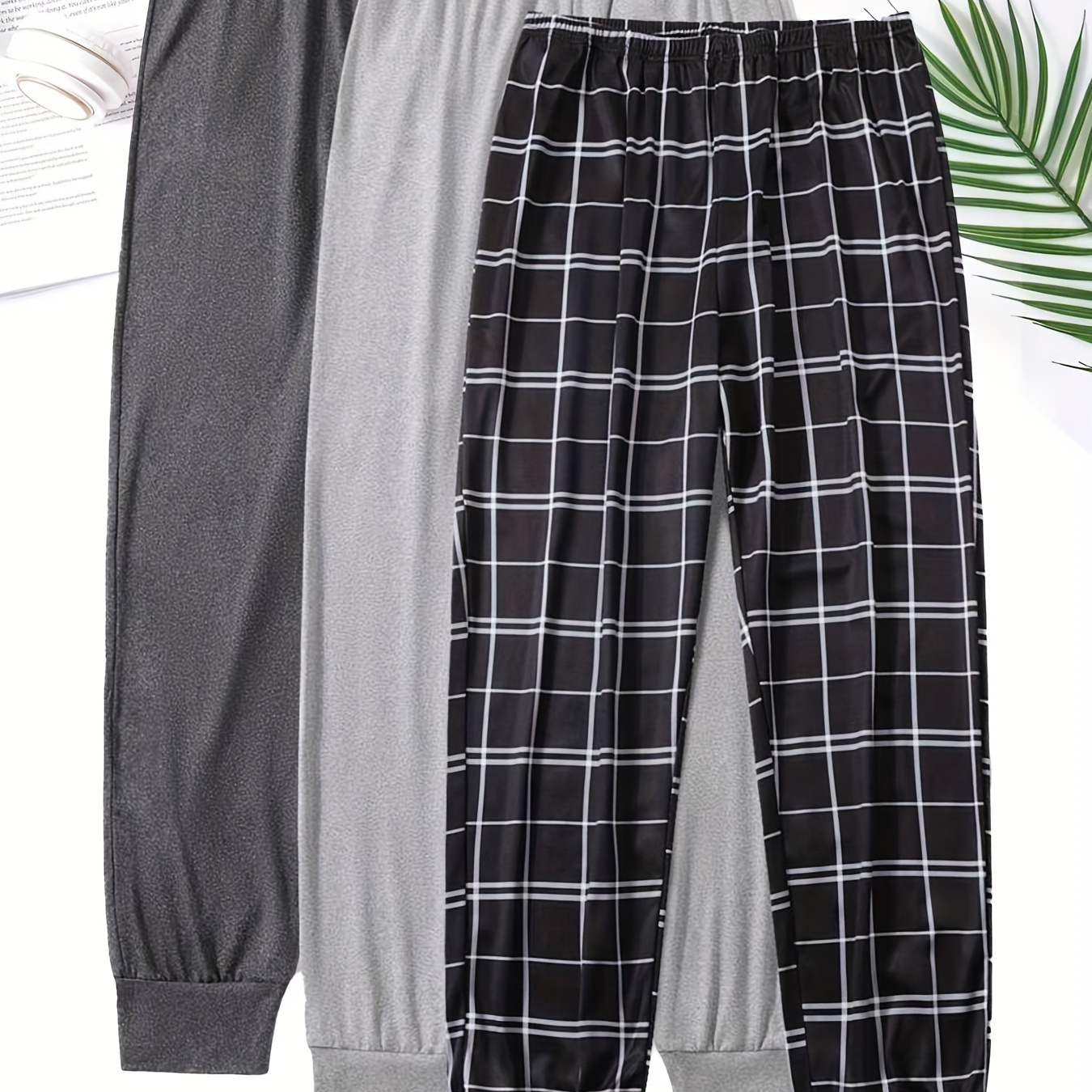 

Men's 3pcs Lounge Pants - Comfy Polyester , Waist With Drawstring, Machine Washable - Fall/winter,