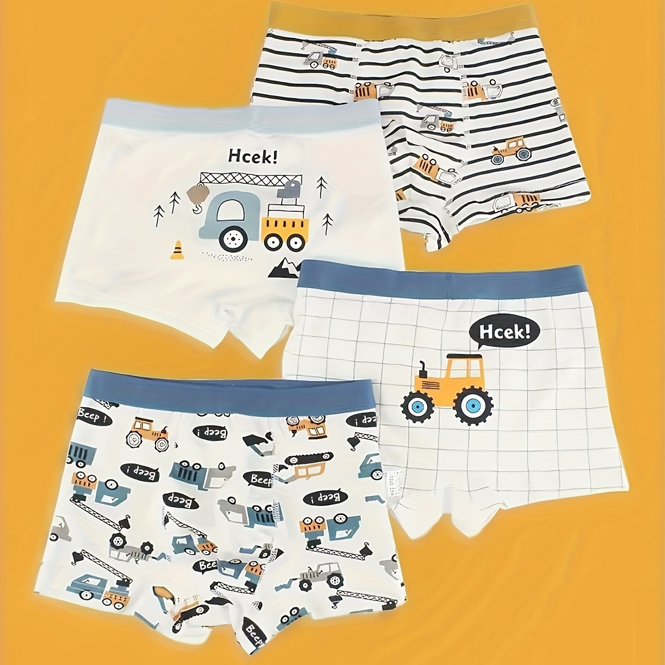 

4pcs Boys Cotton Underwear Soft Breathable Cartoon Pattern Comfy Boxers Briefs