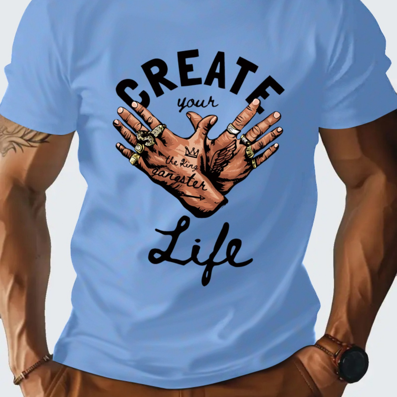 

Graphic Tee - T- Unique Letter , For Summer
