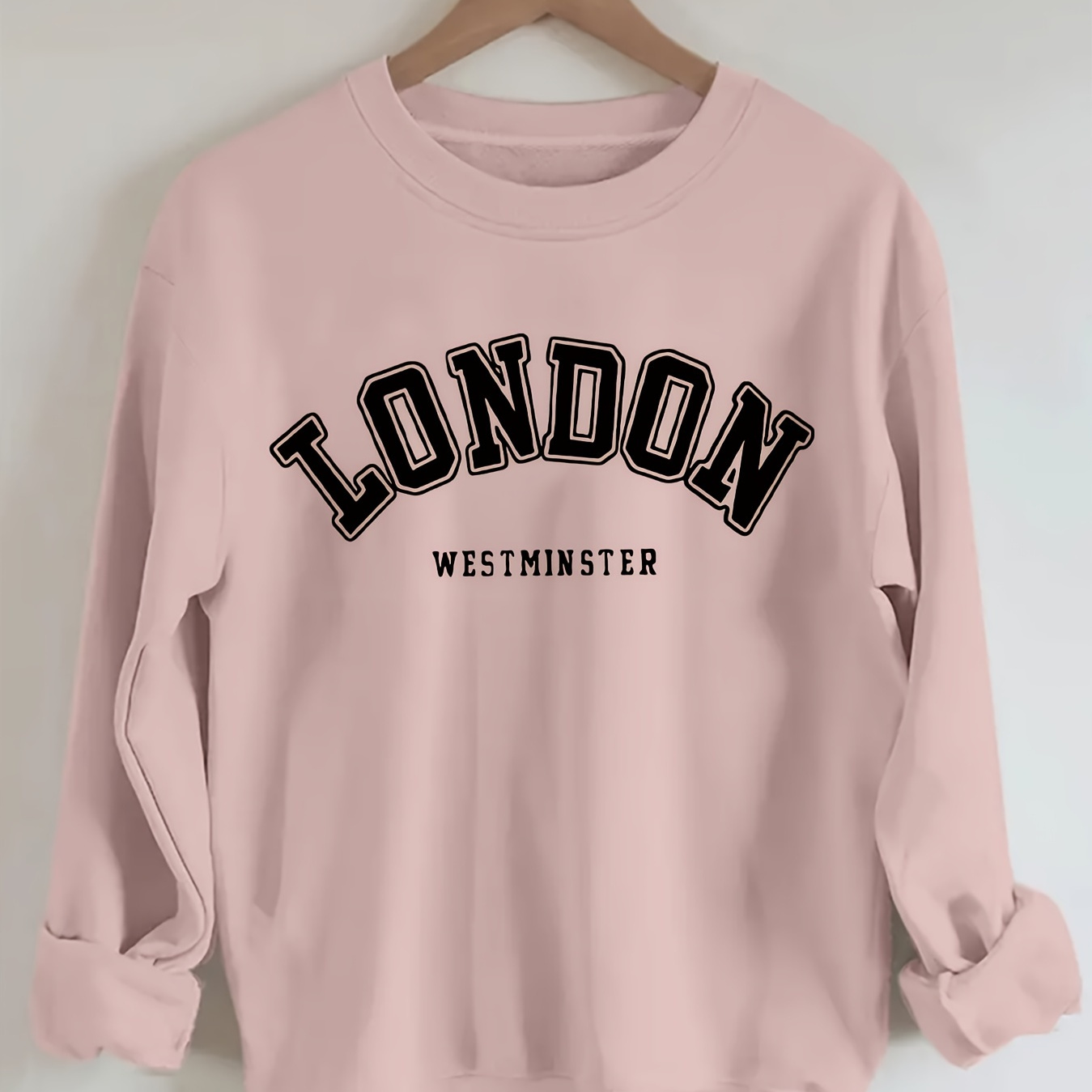 

Plus Size Letter London Print Sweatshirt, Casual Long Sleeve Crew Neck Sweatshirt, Women's Plus Size Clothing
