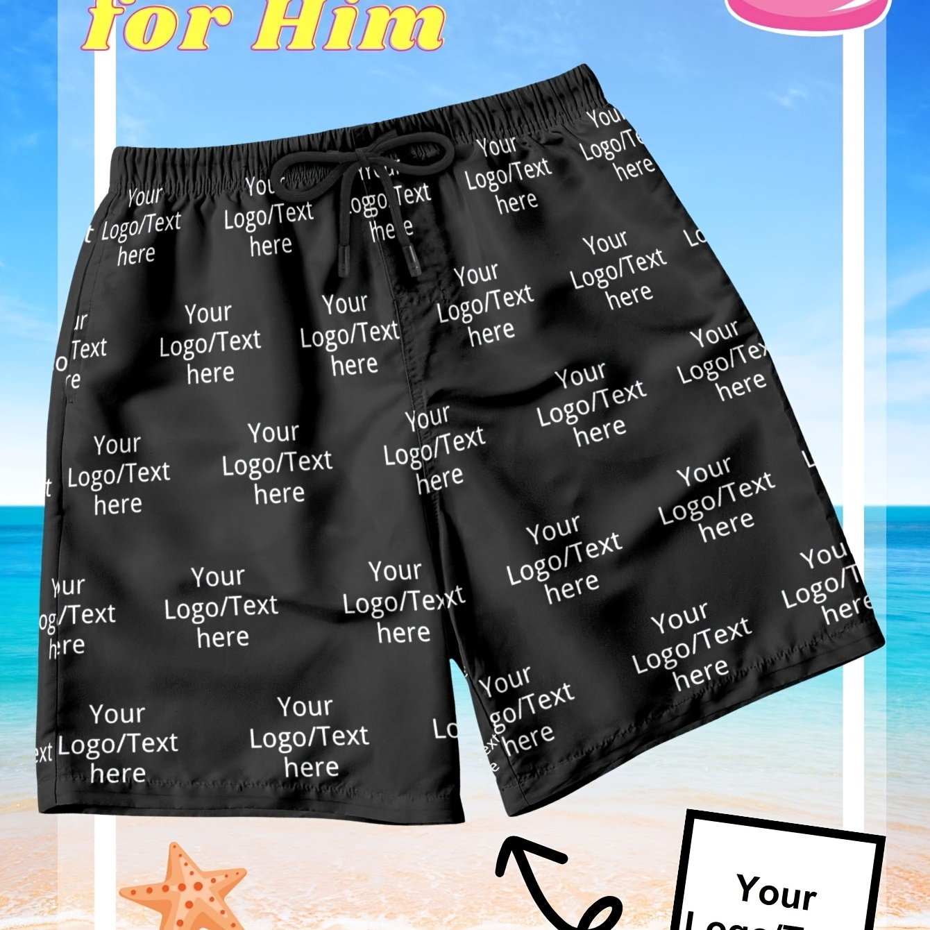 

Novel And Stylish Customized Shorts With Personalized Text/logo Print Board Shorts For Summer Street And Beach Party Wear, Shorts As Gifts