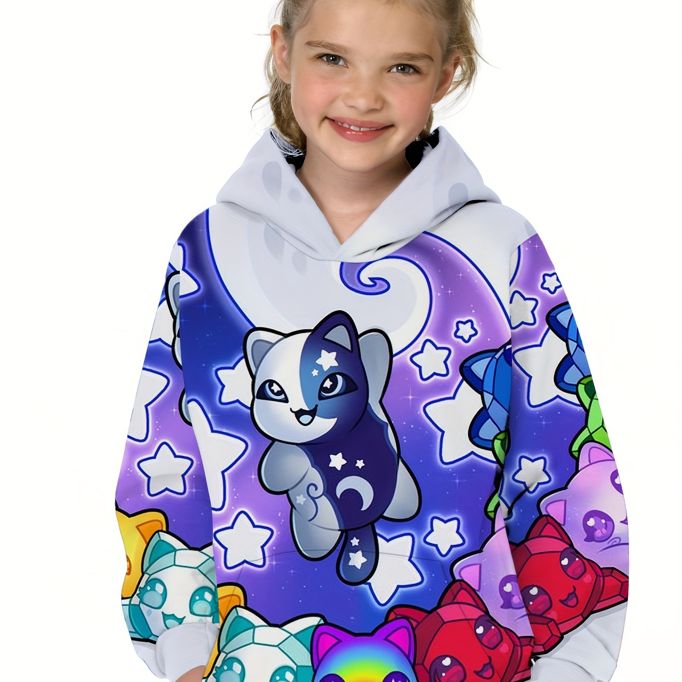 

Cute Cartoon Animal Pattern Hoodie Sweatshirt For Kids, Long Sleeve Casual Wear For Spring And Fall, Polyester Fiber, Machine Washable
