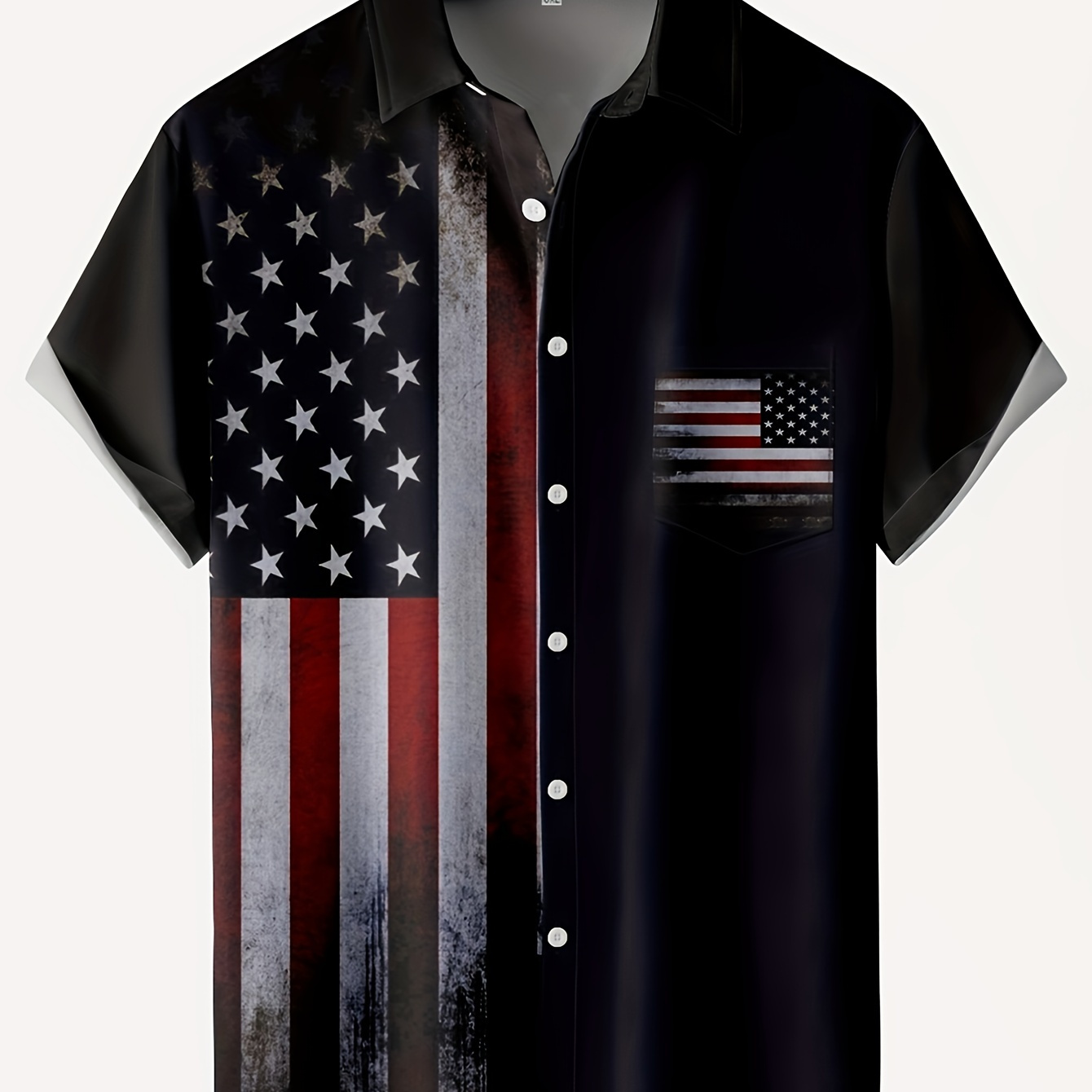 

American Flag Print Men's Casual Short Sleeve Shirt, Men's Shirt For Summer Vacation Resort