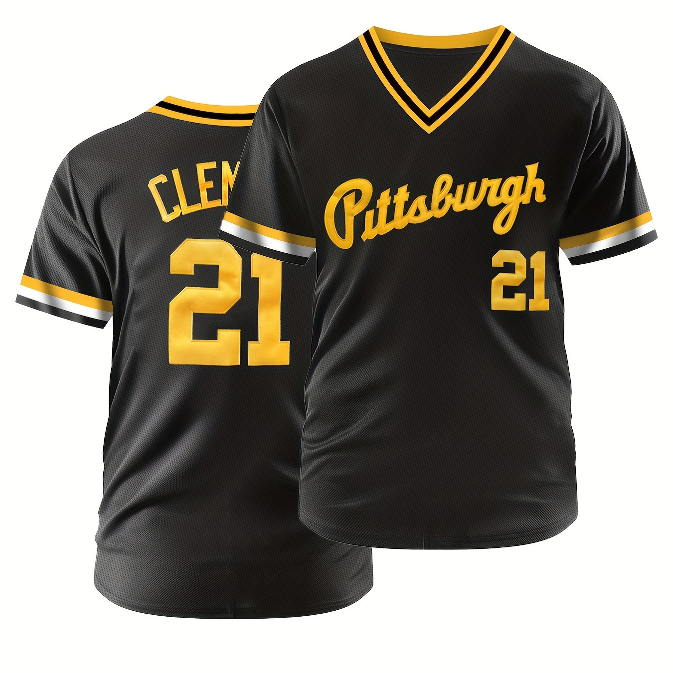 

Men's #21 Retro Casual Embroidery Short Sleeve V-neck Loose Pullover Baseball Jersey, Summer Parties