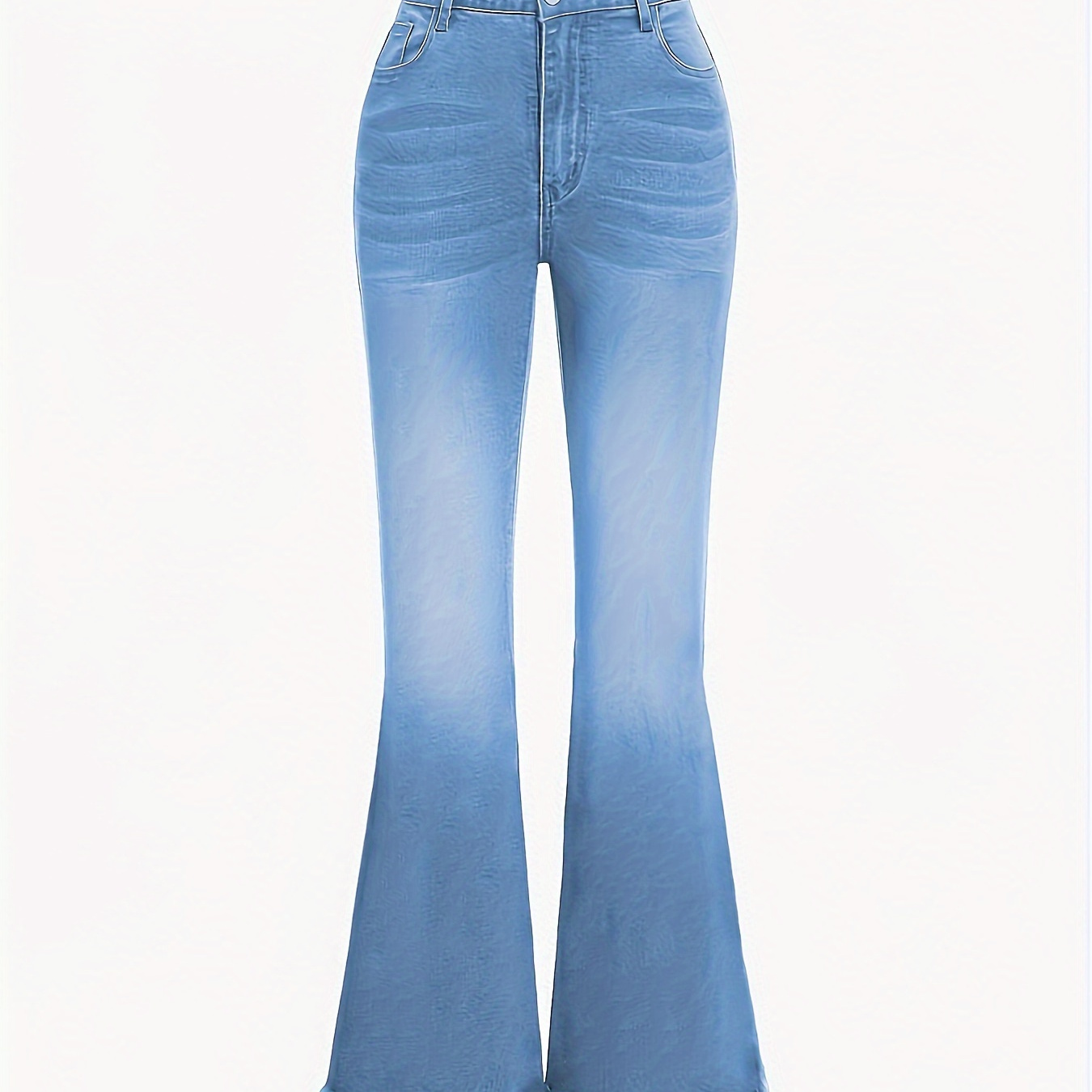 

Trendy Girls Slim Bootcut Stretch Light Washed Denim Flared Pants, Versatile Bottom Trousers For Youth Kids Outwear