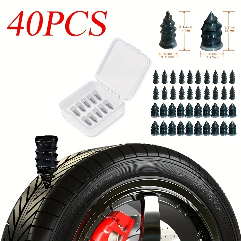 

40pcs Tire Repair Rubber Nails, 20 Small Nails & 20 Large Nails, Self-service Tire Repair Rubber Screws For Car Motorcycle Tire Puncture Repair