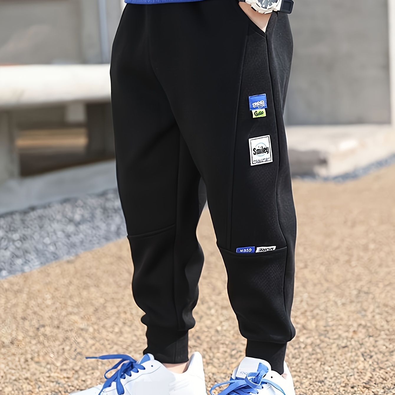 Kid's Warm Fleece Sweatpants, Street Style Elastic Waist Jogger Pants, Boy's Clothes For Spring Fall Winter, As Gift