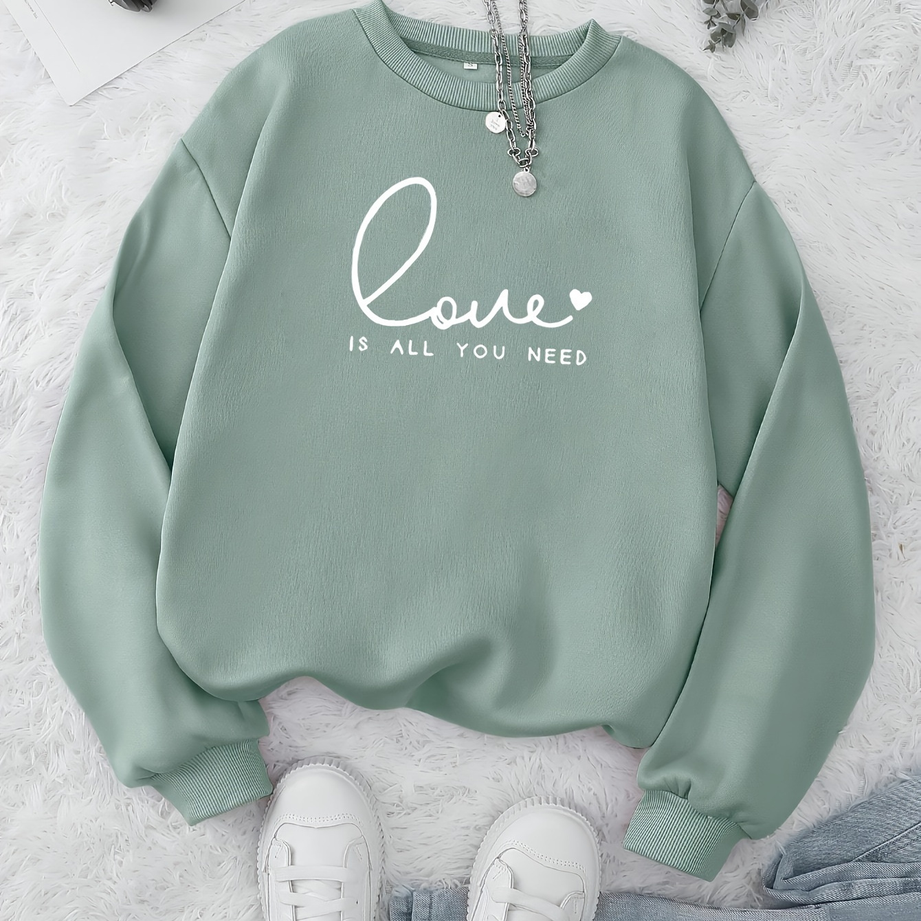 

Sweatshirt Chic pour Femme avec Lettres d' - Décontracté à Manches Longues, Col Rond, Polyester - & Confortable avec Détail Cœur - pour /Automne, Coupe Décontractée | Sweatshirt à Imprimé | Extensible