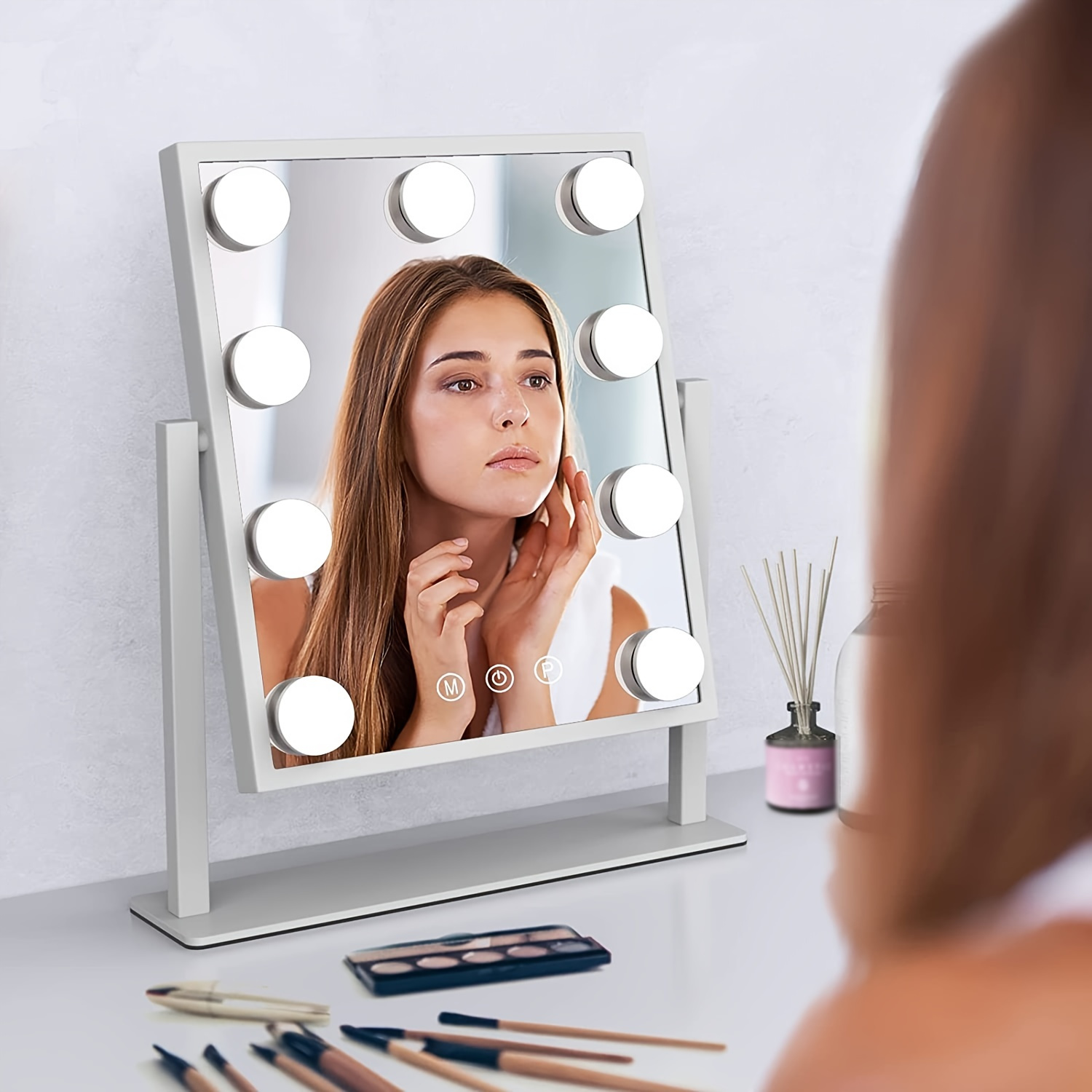 

Vanity Mirror With 3 Color Modes And 9 Dimmable Led Bulbs - 360° Rotating Touch Control For Perfect Makeup Application Christmas Gift