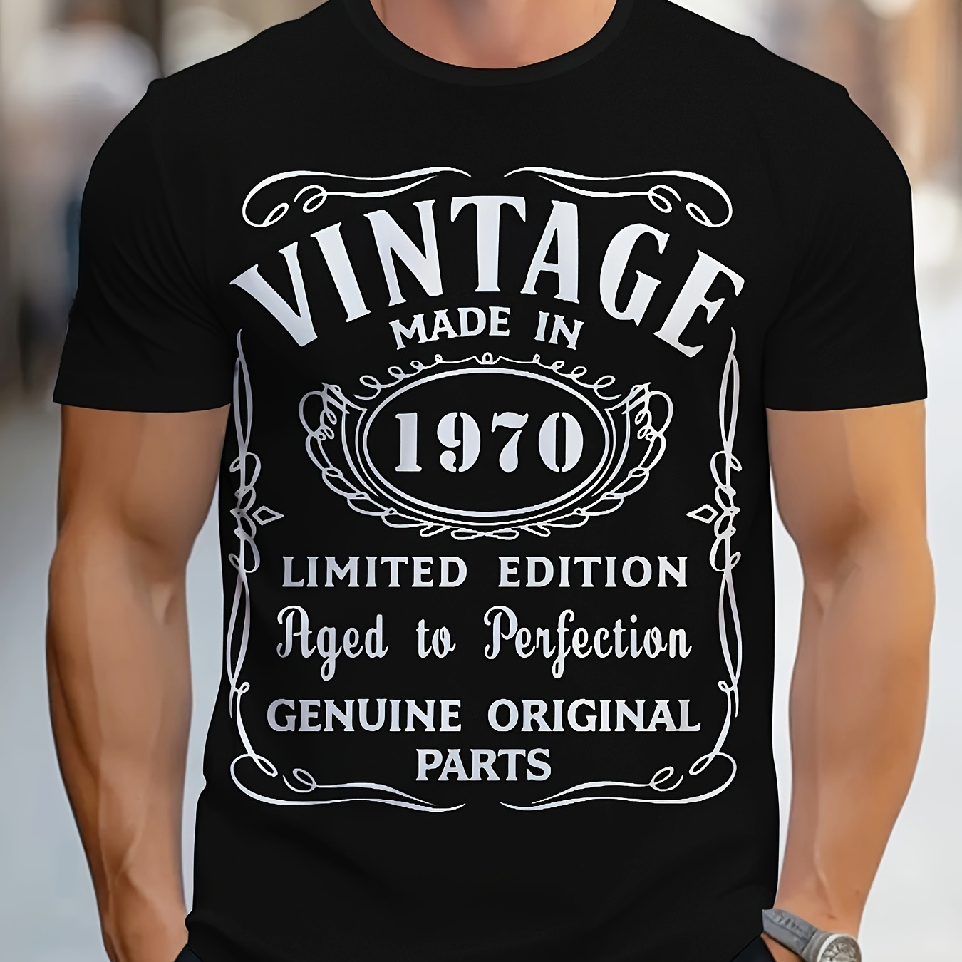 

Men's Vintage 1970 Graphic Print T-shirt, Short Sleeve Crew Neck Tee, Men's Clothing For Summer Outdoor