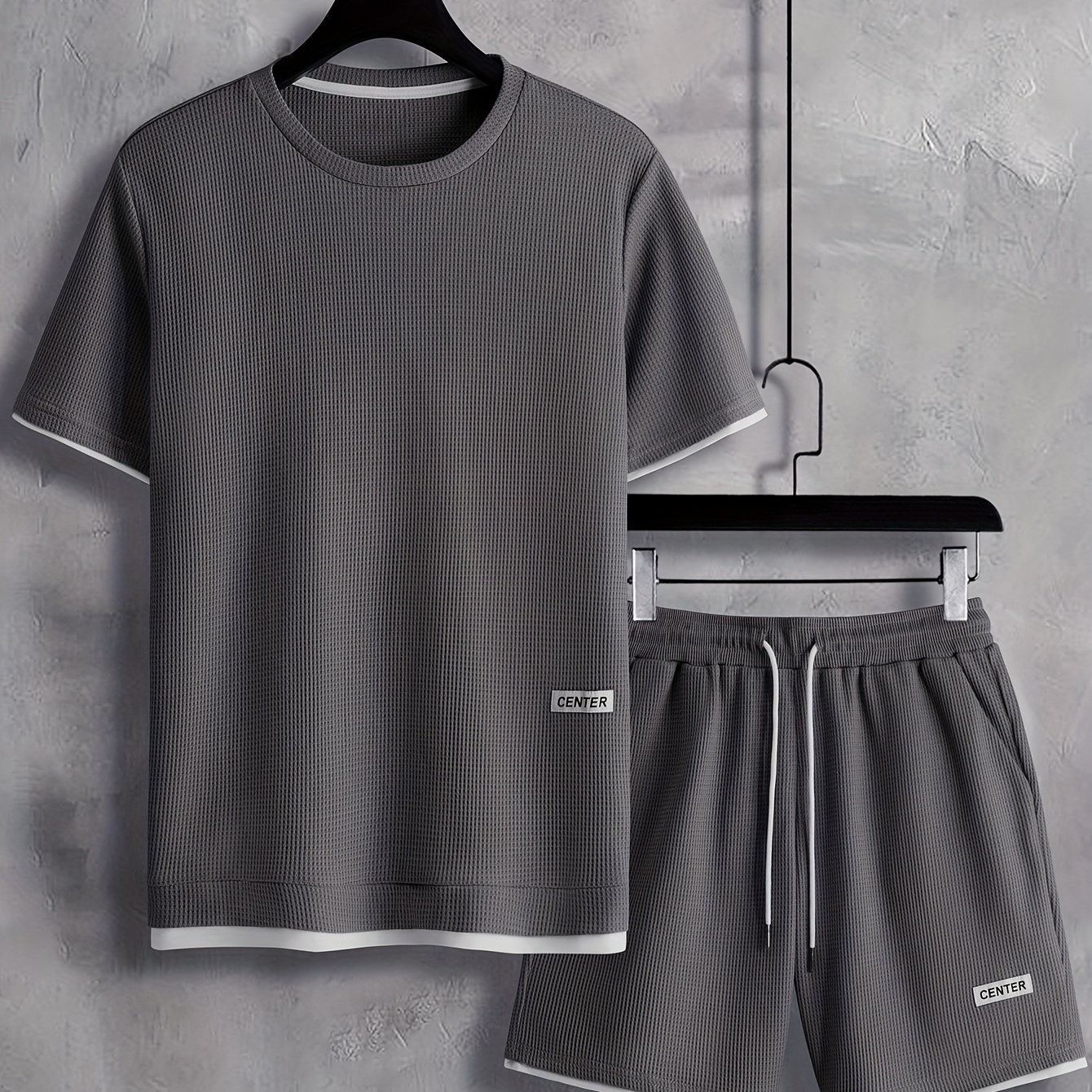 

2pcs Trendy Outfits For Men, Casual Crew Neck Short Sleeve T-shirt And Shorts Set For Summer, Men's Clothing Vacation Workout
