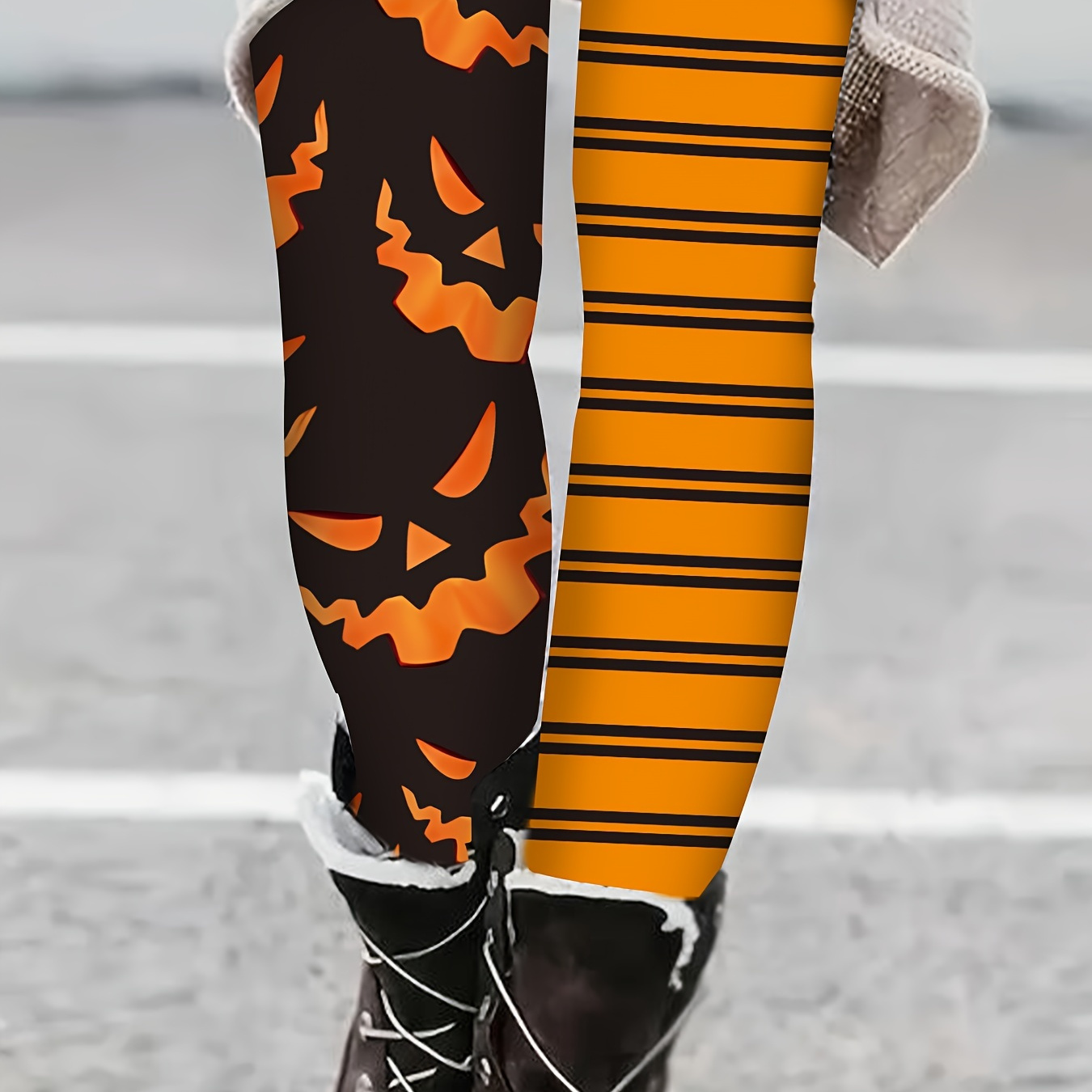 

Halloween Print Skinny Leggings, Casual High Waist Every Day Stretchy Leggings, Women's Clothing