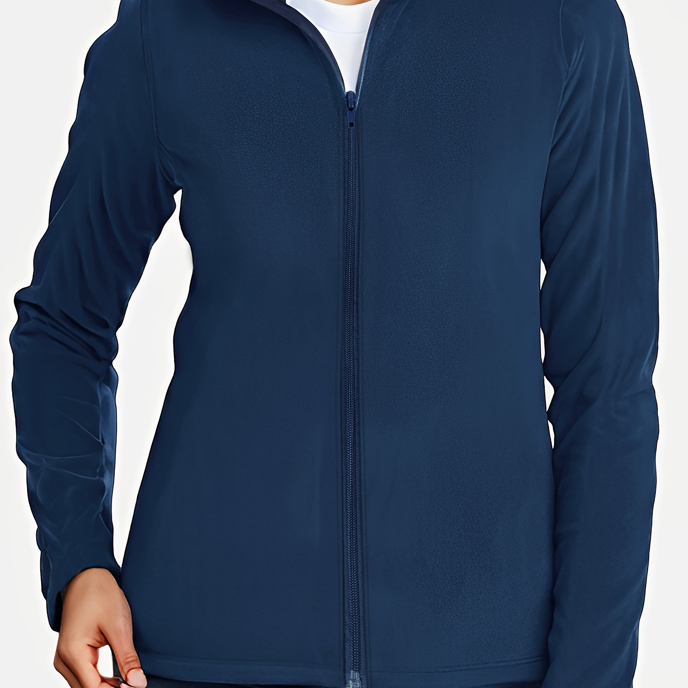 

Thermal Stand Collar Jacket, Warm Solid Zipper Jacket, Casual Outerwear For Fall & Winter, Women's Clothing