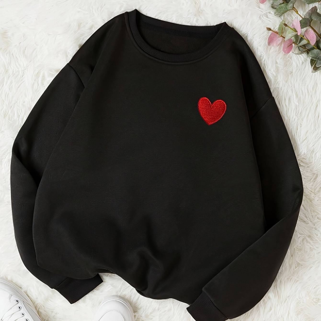 

1pc 's Sweatshirt Embroidered , Long Pullover, , Knit , /