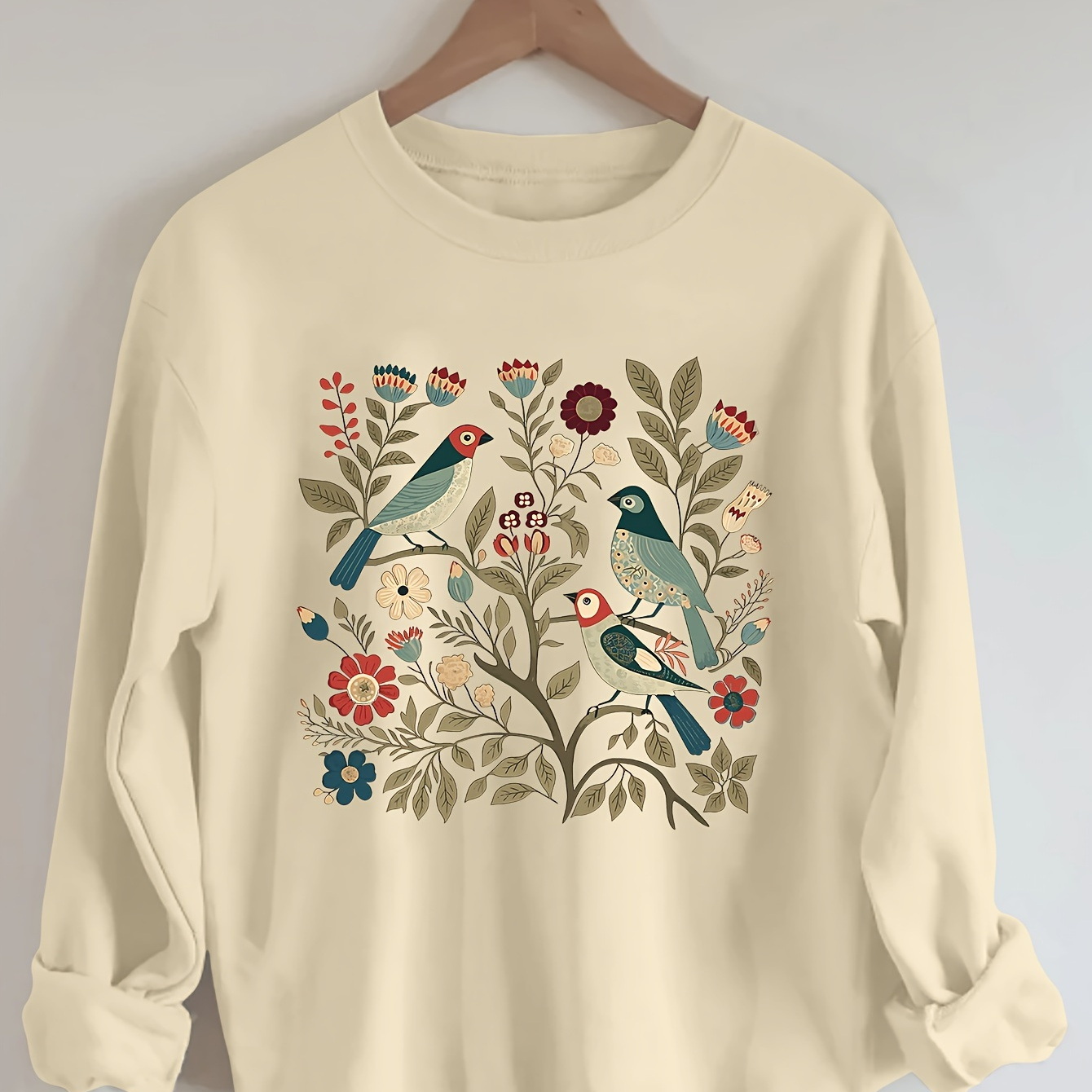 

Sweat à Imprimé Floral, Sweatshirt Décontracté à Manches Longues et Col Rond pour & l'Hiver, Vêtements pour Femmes