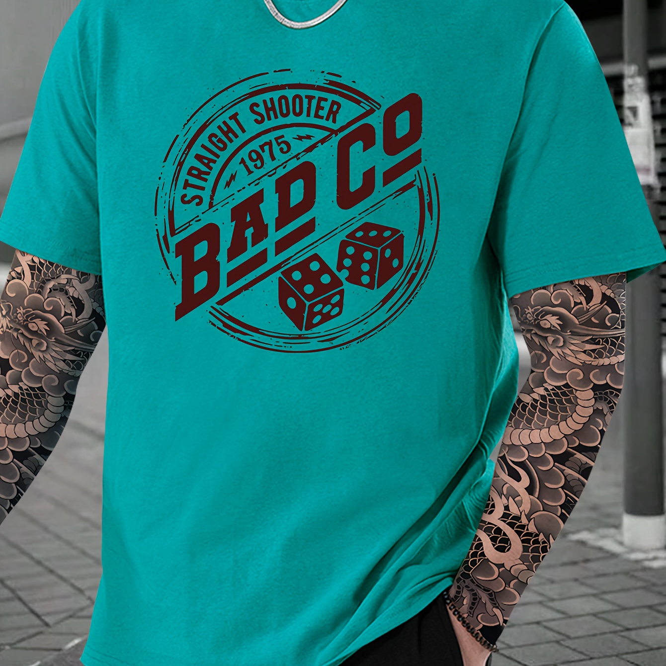 

Bad Co Print Tee Shirt, Tees For Men, Casual Short Sleeve T-shirt For Summer