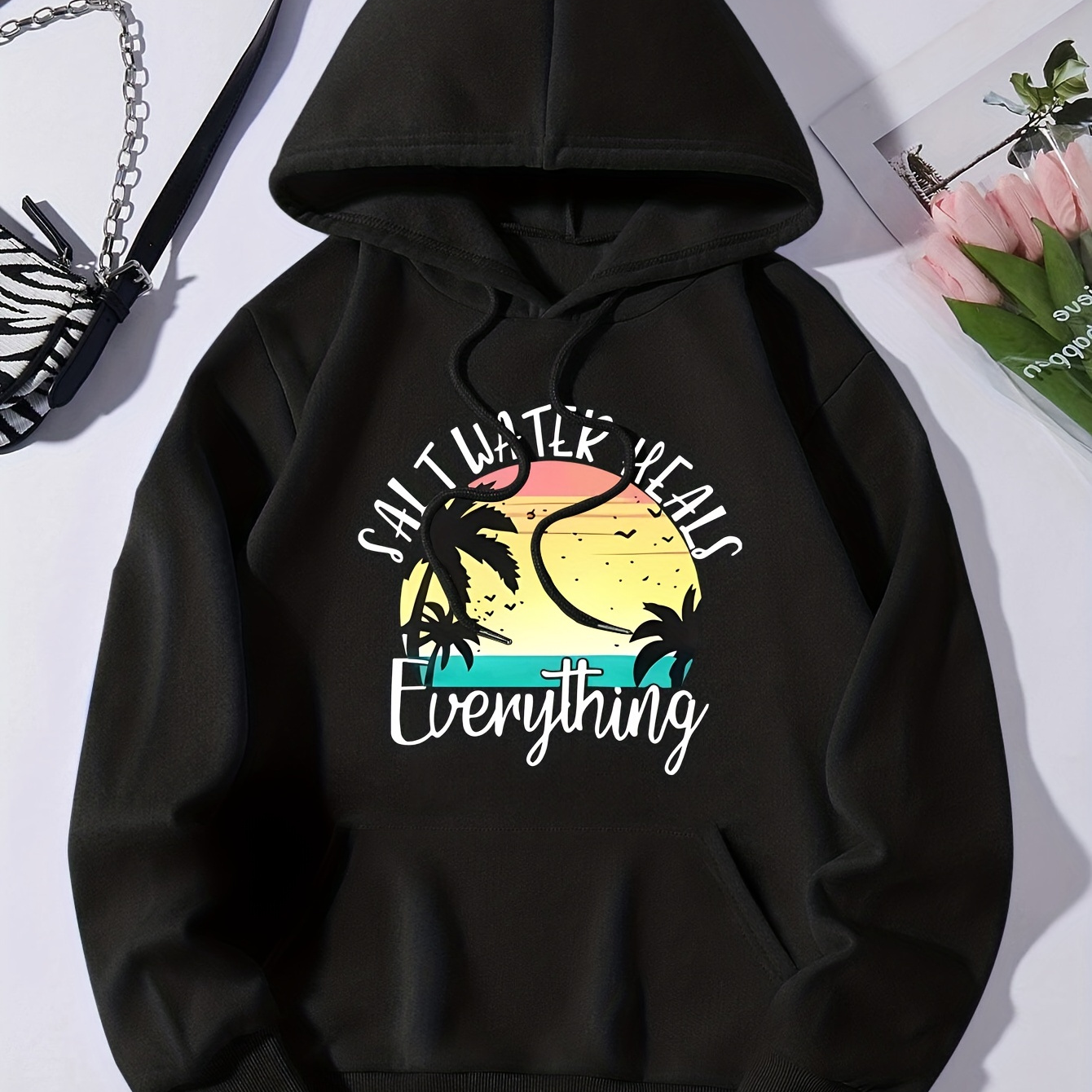 

& , Long Sleeve Drawstring Hoodies Sweatshirt, Women's Clothing