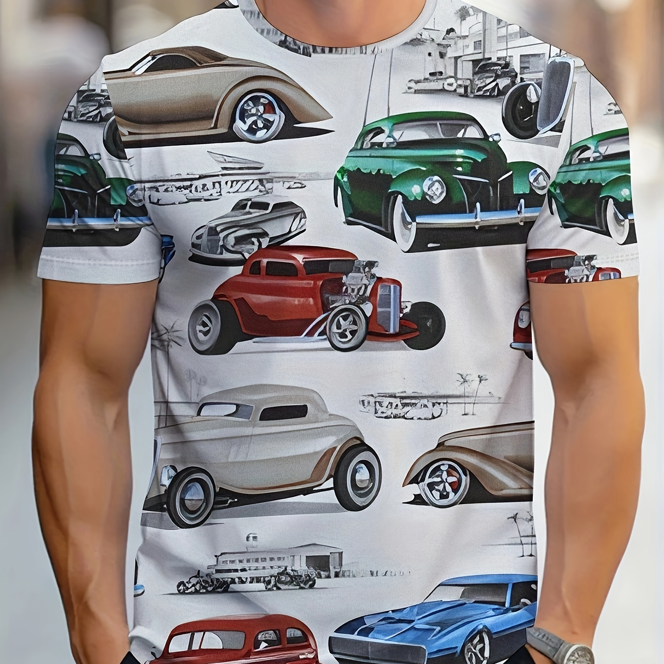 

Men's Cars T-shirt, Short Sleeve Crew Neck Tee, Men's Clothing For Summer Outdoor