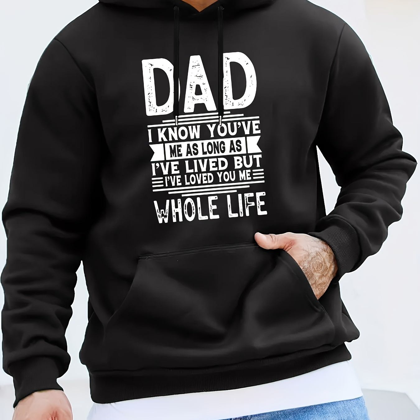 

Dad Bold Letter Print, Men's Cool Streetwear Hoodies, Casual Loose Hooded Pullover With Kangaroo Pockets, Top For Men For Fall And Winter, As Gifts For Father's Day