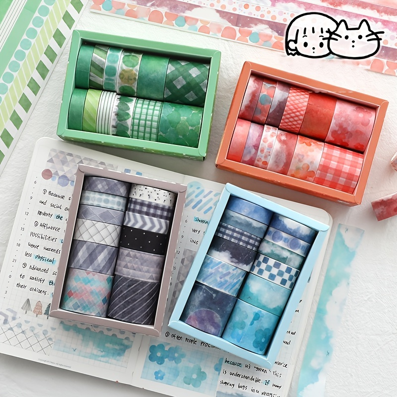 Tiny Colorful Washi Tape Set Basic Skinny Masking - Temu