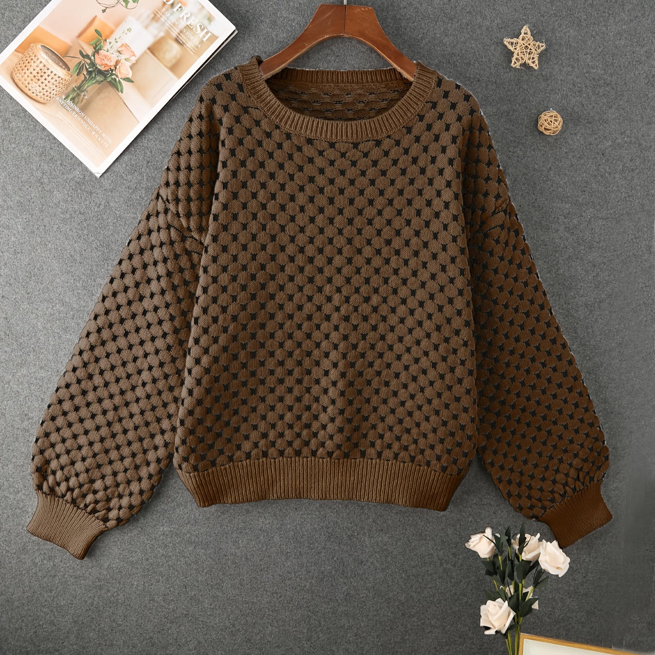 

Color Shoulder Sweater For Women - Casual Polyester Knit, Crew Neck, Fall/winter