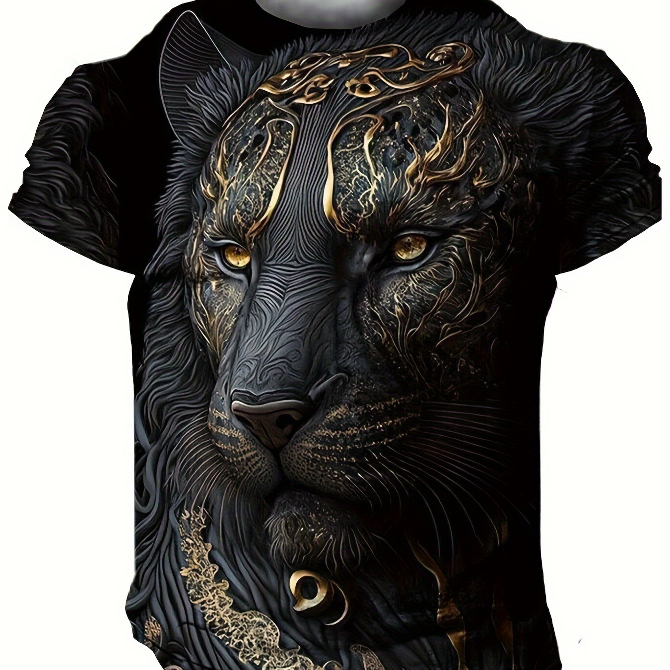 

Men's Stylish Tiger Pattern Shirt, Casual Slightly Stretch Breathable Crew Neck Short Sleeve Tee Top For City Walk Street Hanging Outdoor Activities