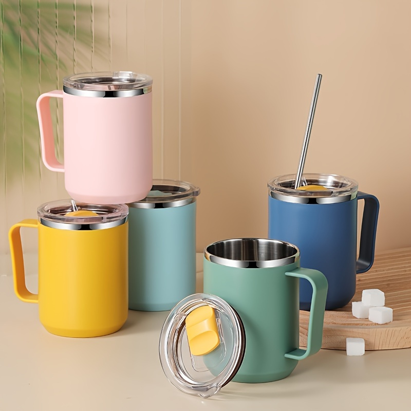 Stainless Steel Insulated Coffee Mug Cups With Handle Double - Temu
