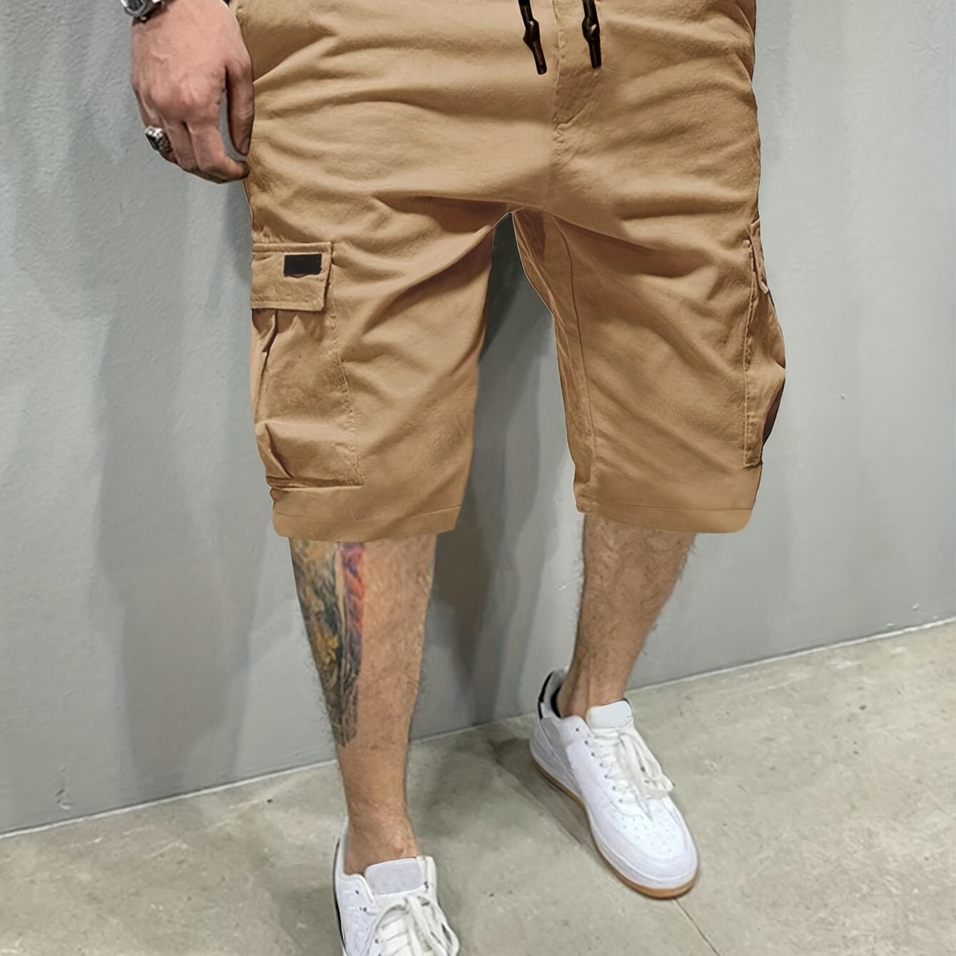 

Classic Design Cargo Shorts, Men's Casual Multi Pocket Waist Drawstring Cargo Shorts For Summer Outdoor