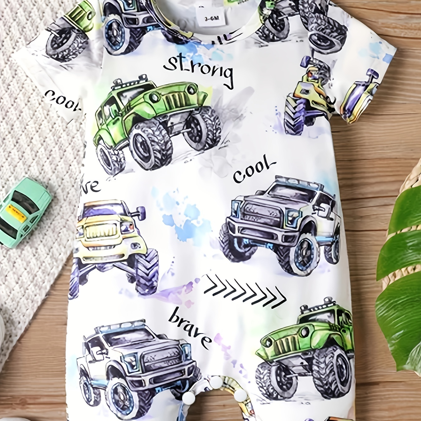 

European And American Boys Car Printed Romper Clothes