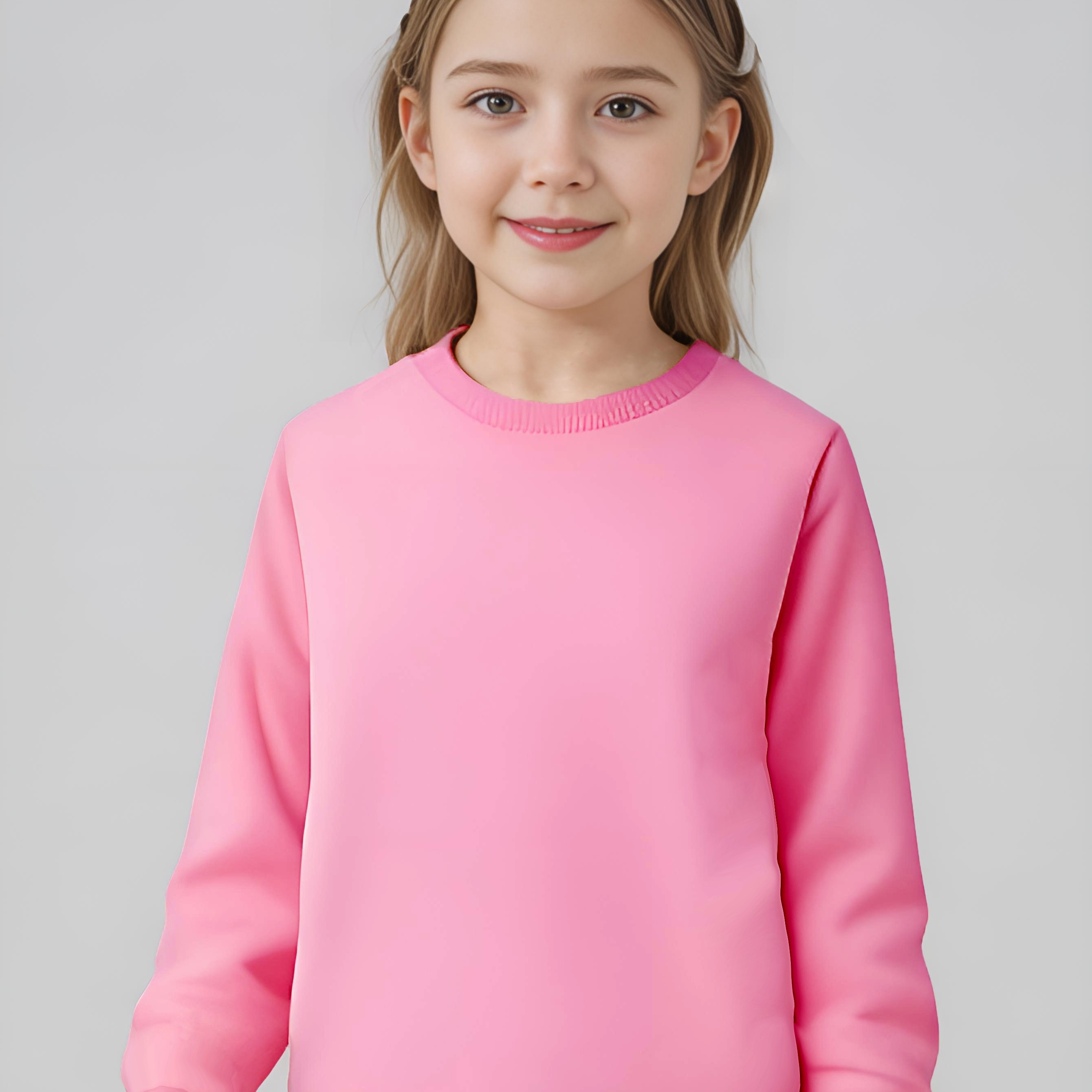 

Solid Color Pullover Sweatshirt For Girls, Casual Sweatshirt