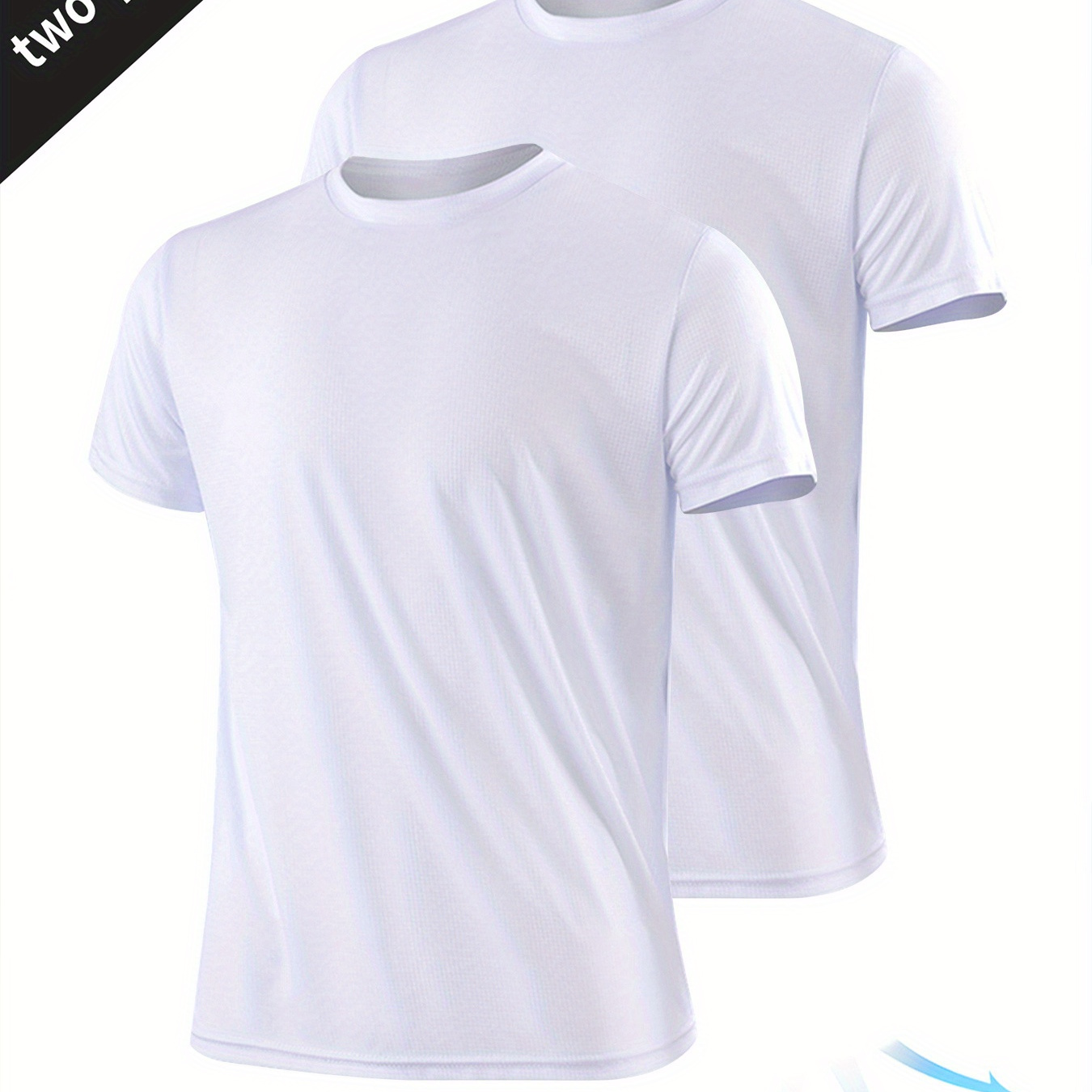 

2pcs Quick-drying Men's Sports T-shirts Set, Solid Thin Breathable Short Sleeve Round Neck Top