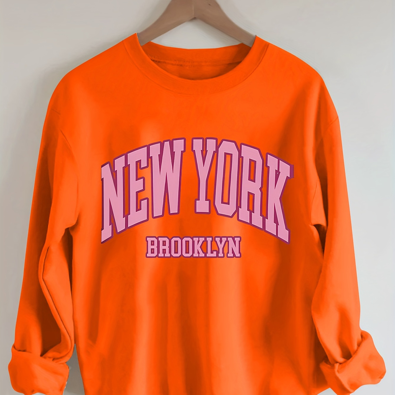 

Women' Sweatshirt, Cartoon Letter Print, Long Sleeve, Warm , Regular Fit, Polyester, Crew Neck, , Autumn/winter Clothing, Pink/orange/yellow Options