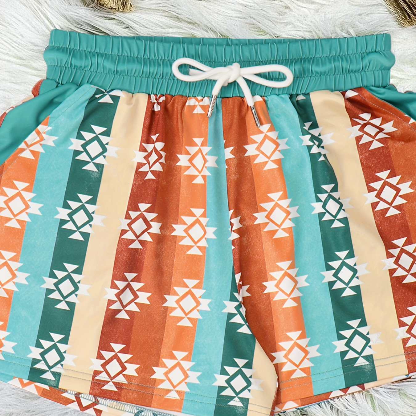 

Geo Print Drawstring Shorts, Casual Slant Pocket Summer Shorts, Women's Clothing