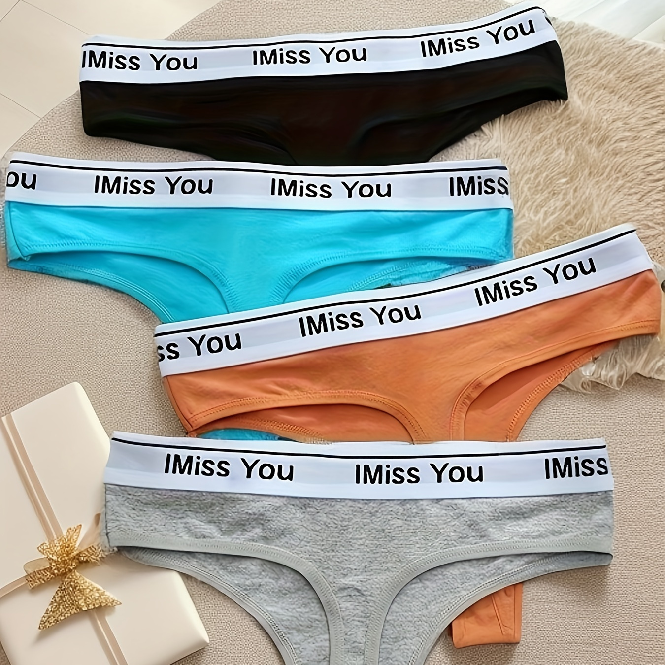 7pcs Letter Print Thongs, Soft & Comfy Stretchy Intimates Panties, Women's  Lingerie & Underwear