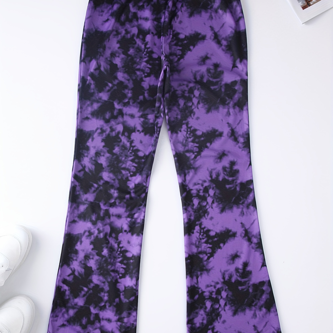 

Tie Dye Print Flare Leg Pants For All-season, Elegant High Waist Pants, Women's Clothing