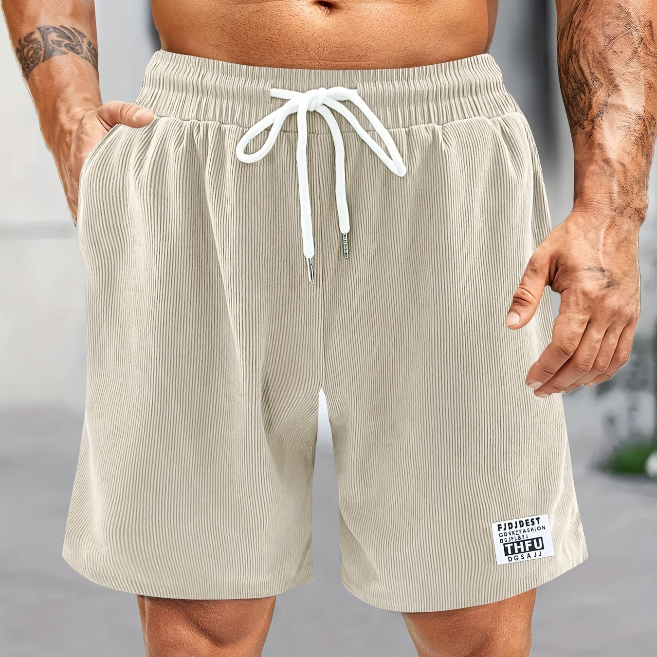 

Men's Casual Corduroy Drawstring Shorts With Pockets For Summer Outdoor Activity