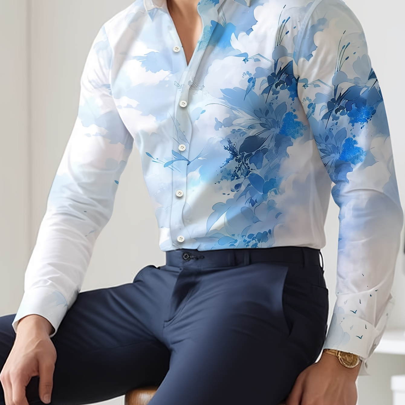 

Chemise de Soirée pour Homme - Mélange Élégant de Polyester et Élasthanne, Non Transparente avec , Détail de Boutons, Parfaite pour Toutes les