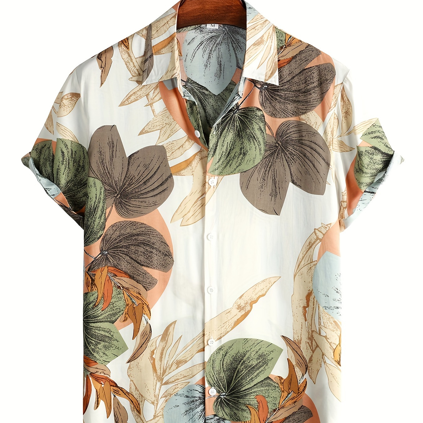 Men's Hawaiian Shirt - Tropical Leaf Print, Perfect for Summer Vacation and Casual Wear