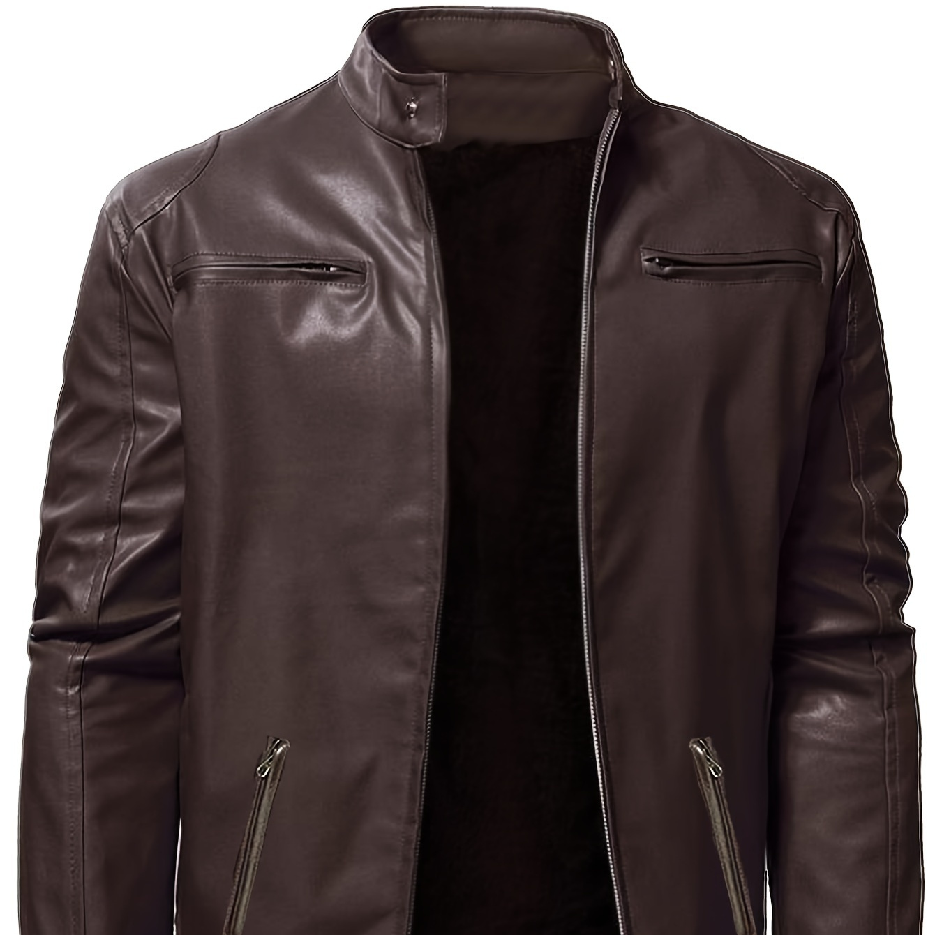 

Men's Pu Leather Biker Jacket For Spring Fall
