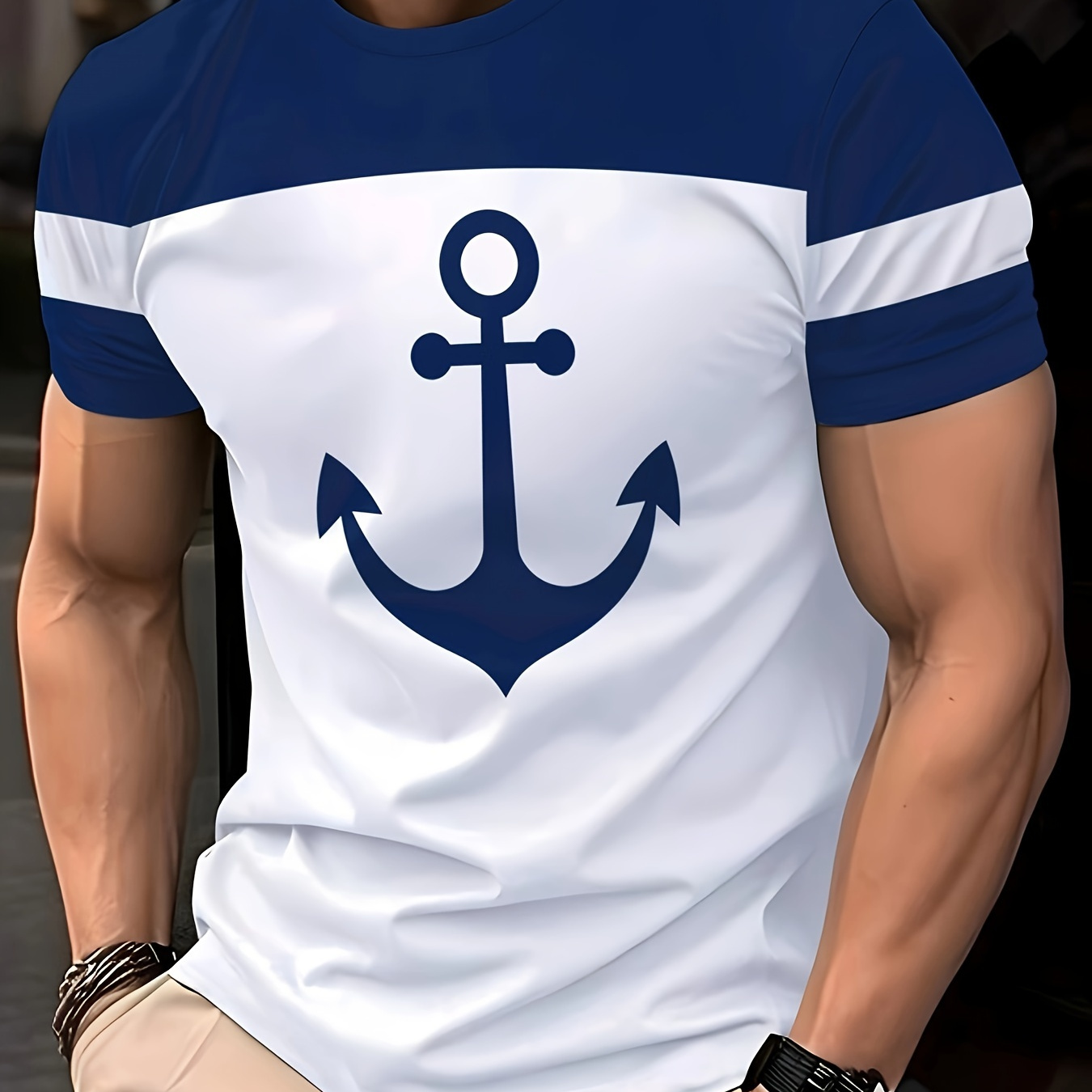 

Anchor Pattern Blocking Sleeve T-, Tee As