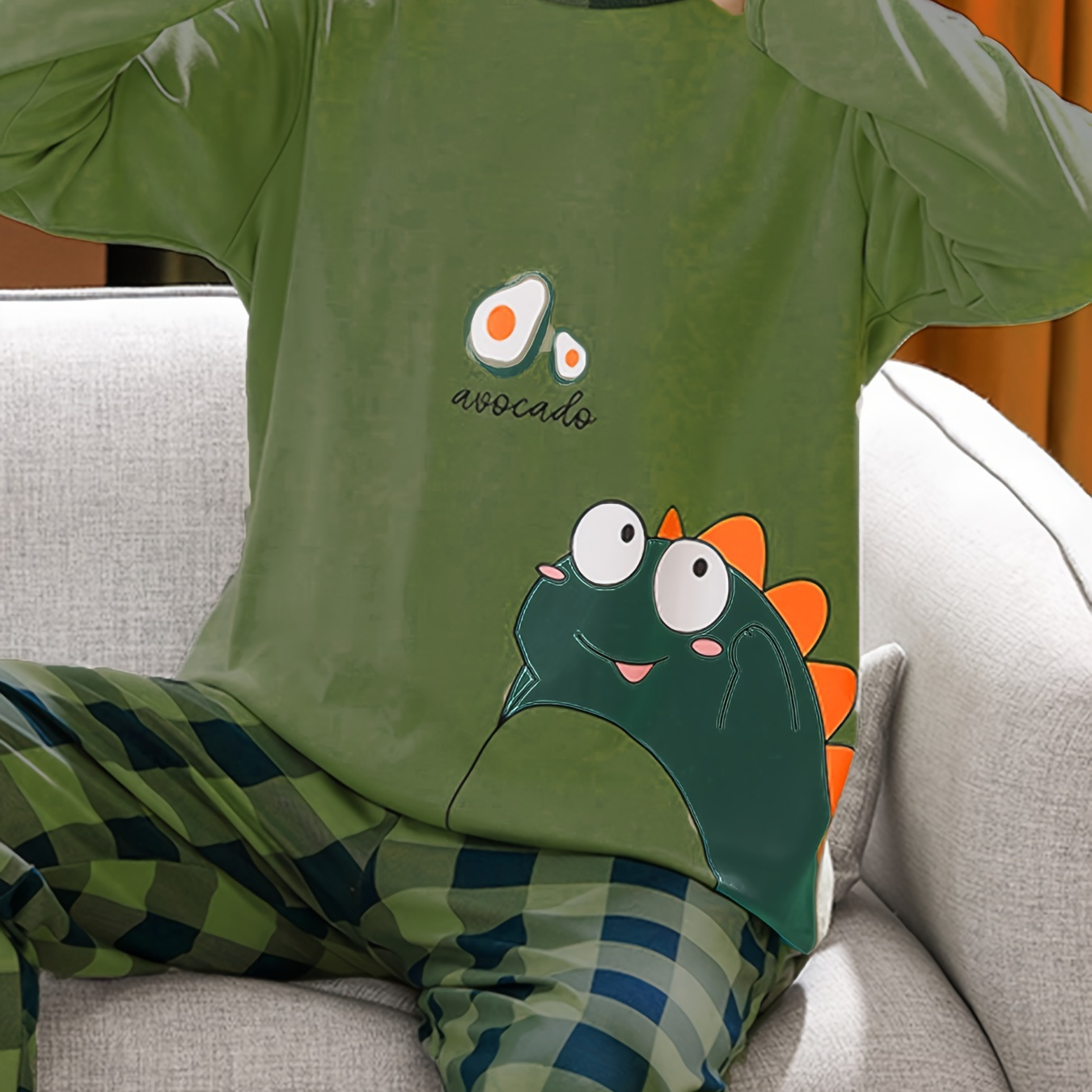 

Men's Cozy Pajama Set - Long Sleeve & Pants, Casual Round Neck Sleepwear For Fall/winter