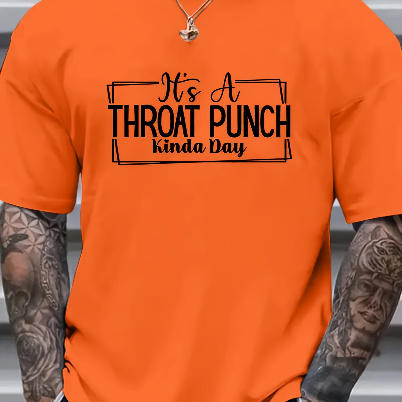 

Plus Size Men's "throat Punch" Graphic Print T-shirt, Summer Trendy Casual Short Sleeve Tees For Big & Tall Males