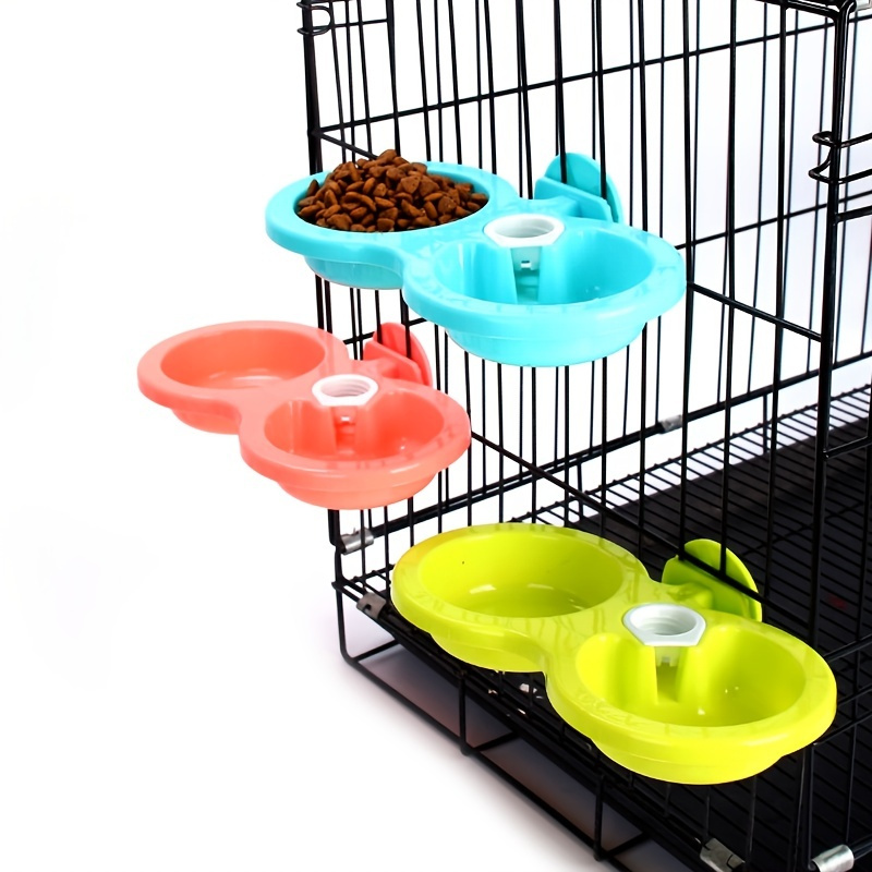 

Brighten Up Mealtime For Your Small Or Medium Pet With This Colorful Hanging Double Bowl!